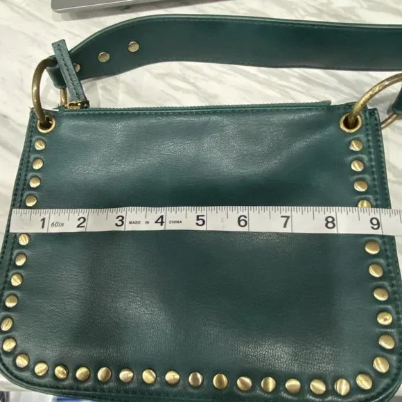 Anthropologie Teal Green Crossbody Bag With Gold Studs - Picture 6 of 14